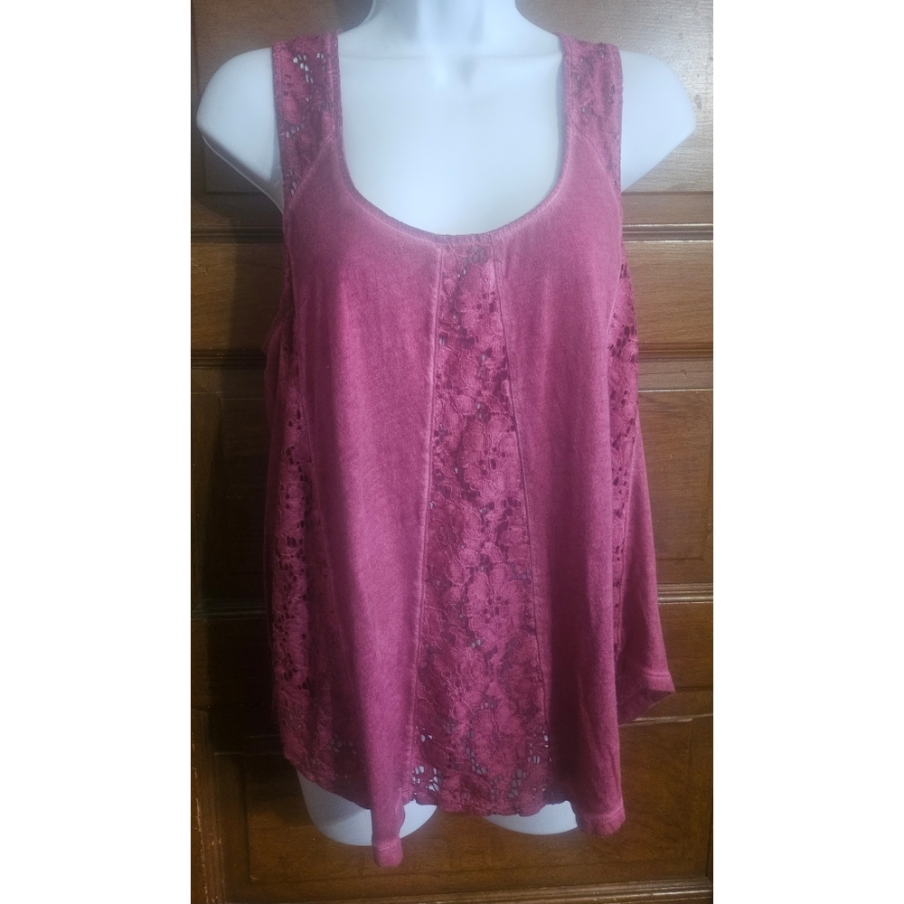 Express Woman's Purple Sleeveless Round Neck Lace Tank Top